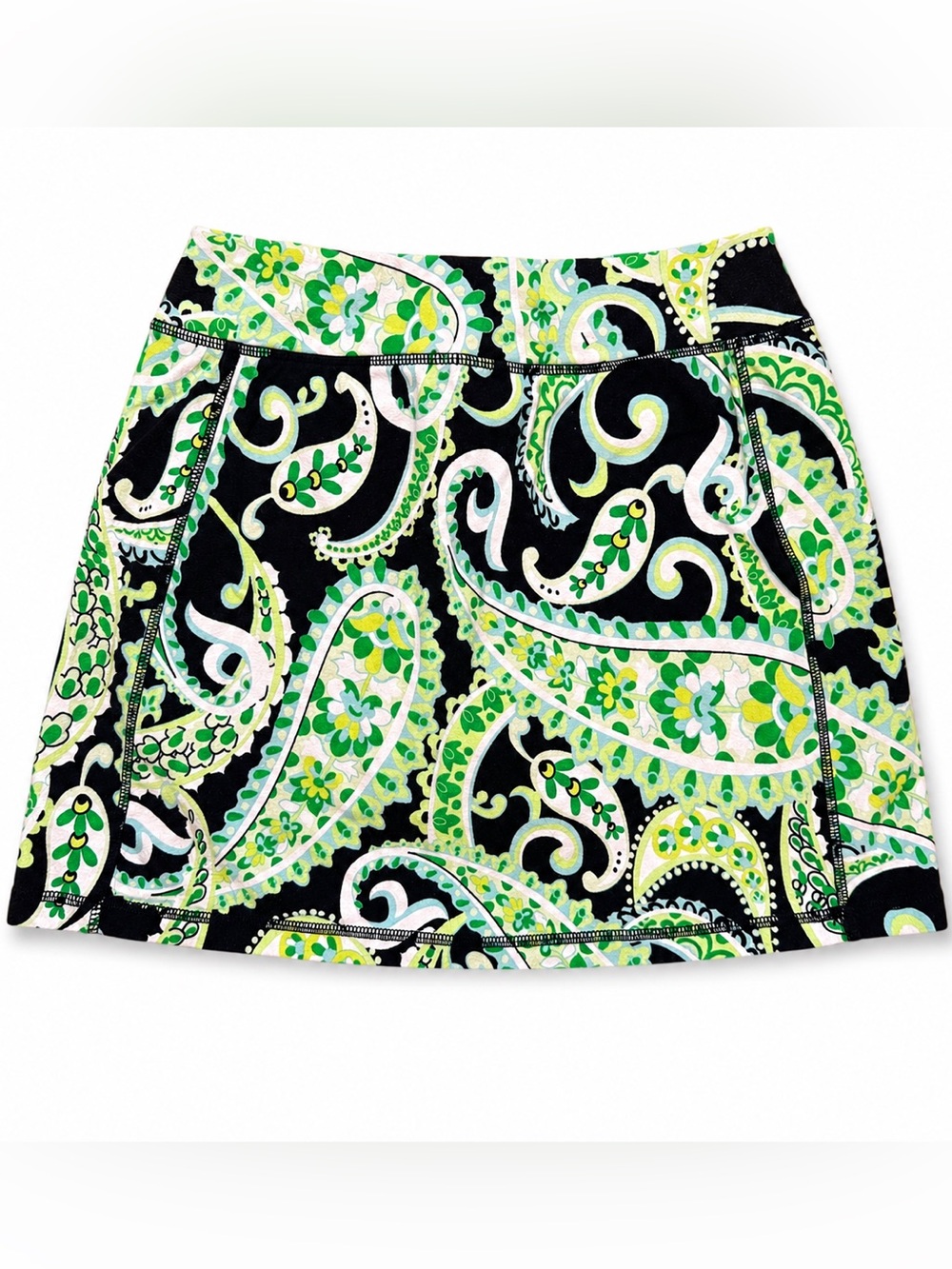 Talbots Black Paisley-Print Skort with Lime & Mint Accents